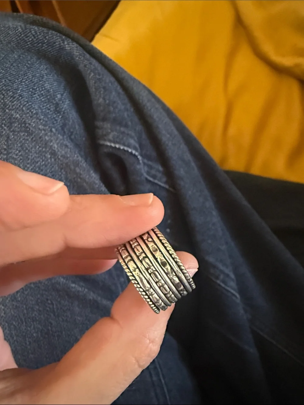 Boho spinner ring Sterling silver